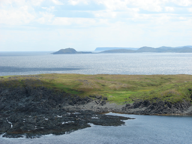 Part of the Fischot Islands with the coast to the south, seen from Sommet de la Croix.
